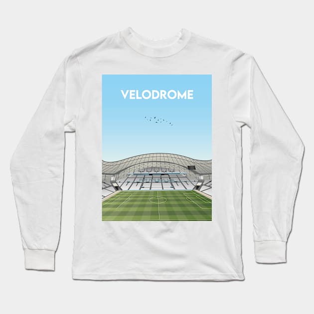 Stade Velodrome Illustration Long Sleeve T-Shirt by TopFootballStadiums